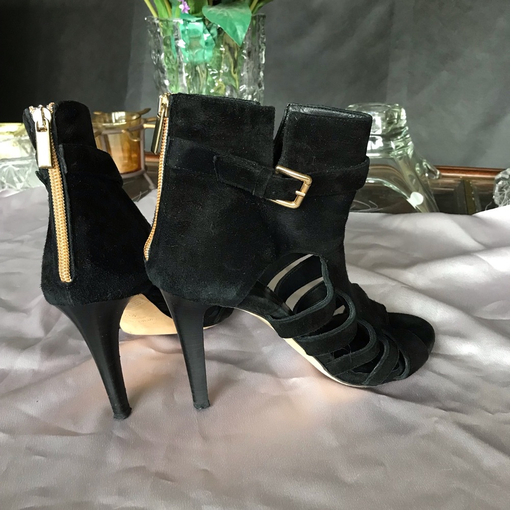 LATITUDE FEMME made in ITALY VERO CUOIO Elegant Black Suede Heeled Sandals